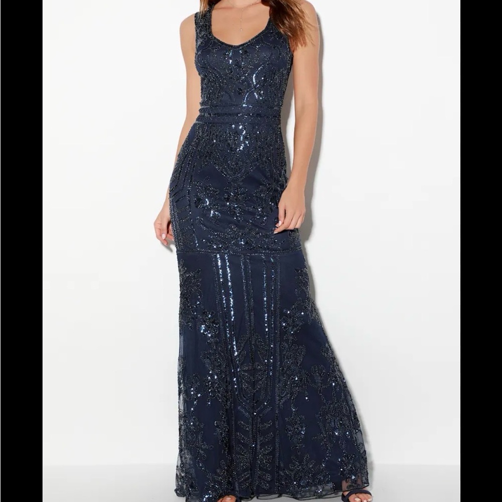 Lulus Navy Sequin Dress